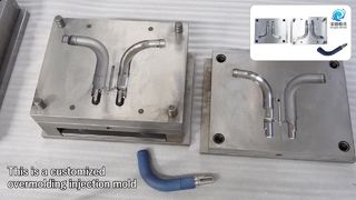 Op maat gemaakt inzetstuk voor het omwikkelen van plastic rond metalen onderdelen. Overmolding-injectievorm